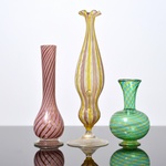 3 Murano Vases; Fratelli Toso (1), Attributed to Fratelli Toso (2)